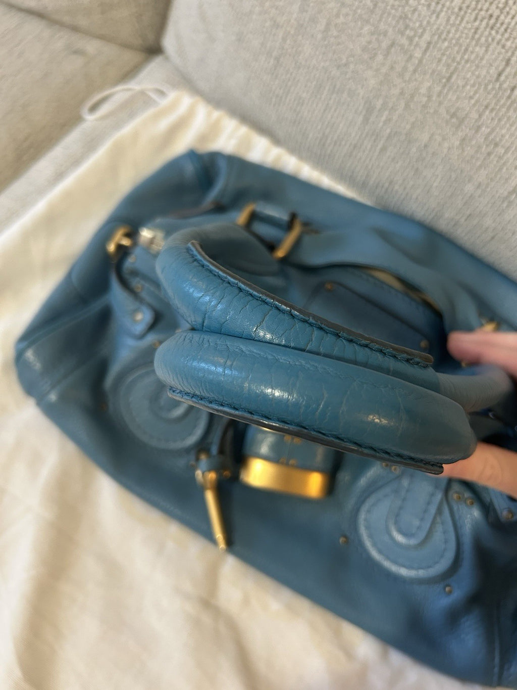 Chloe Paddington Leather Shoulder Bag Blue