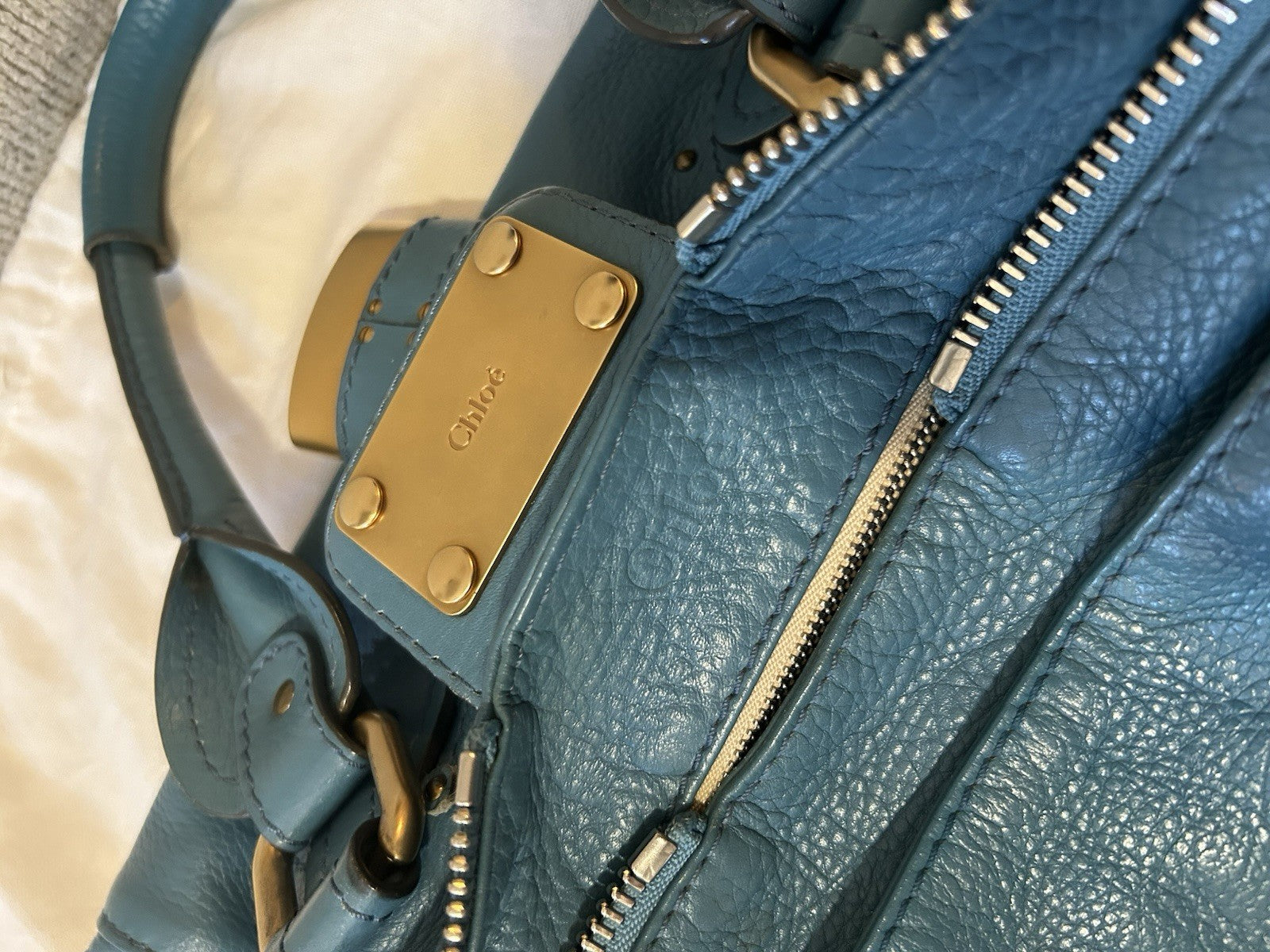 Chloe Paddington Leather Shoulder Bag Blue