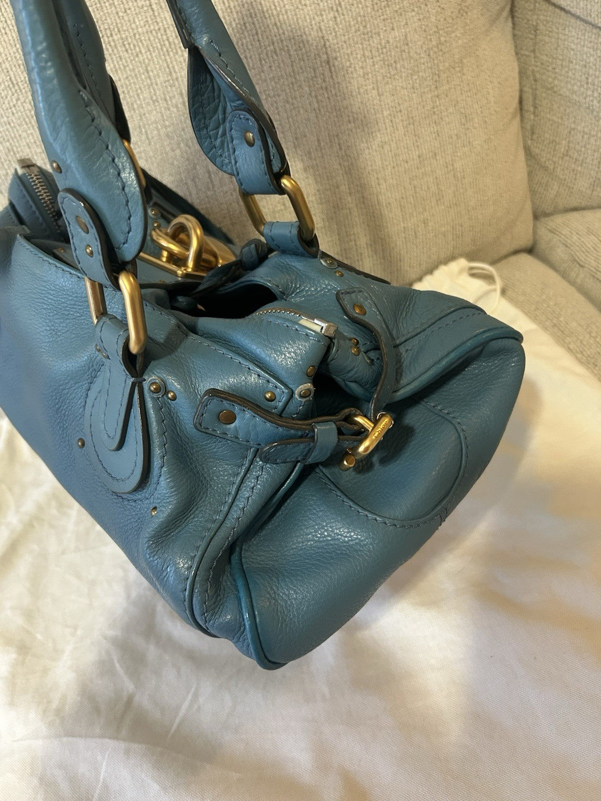 Chloe Paddington Leather Shoulder Bag Blue
