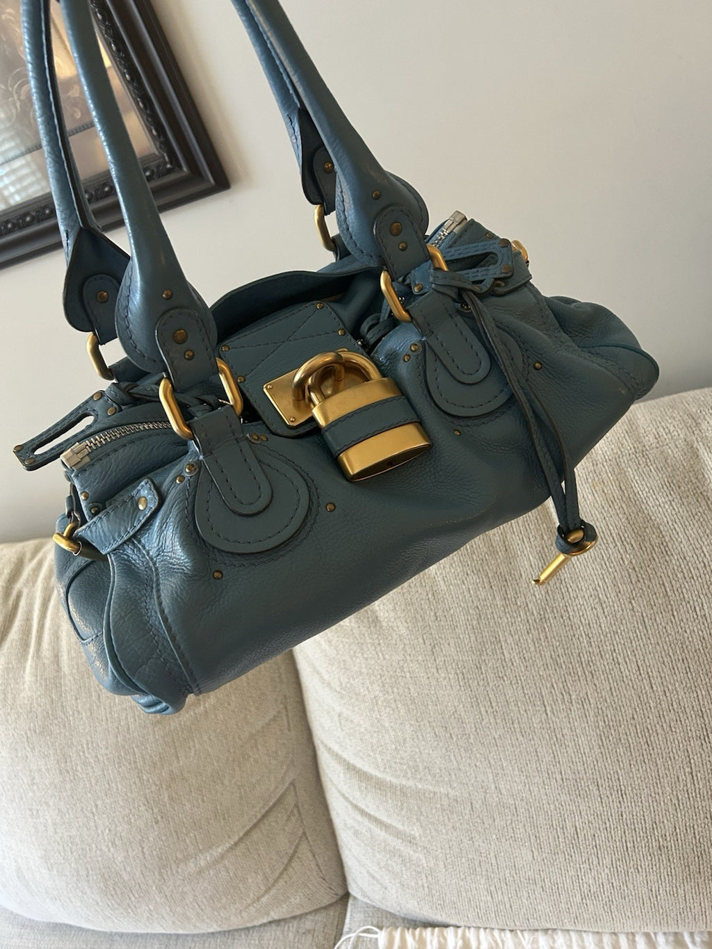 Chloe Paddington Leather Shoulder Bag Blue
