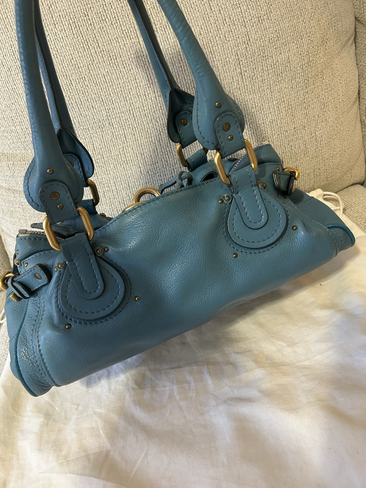 Chloe Paddington Leather Shoulder Bag Blue