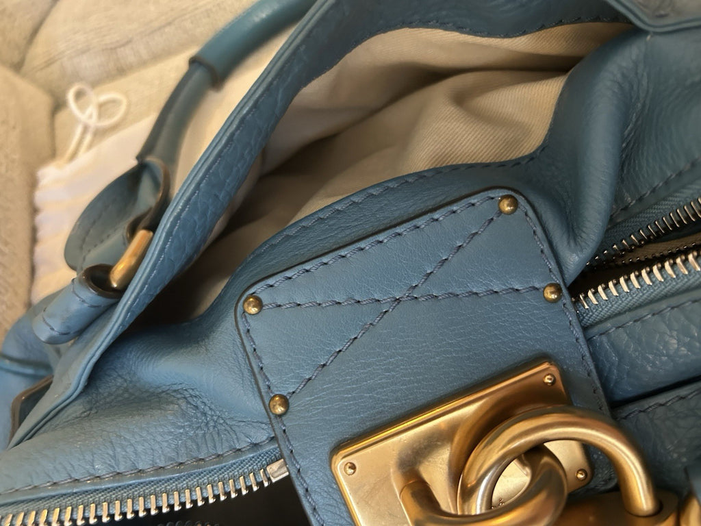 Chloe Paddington Leather Shoulder Bag Blue