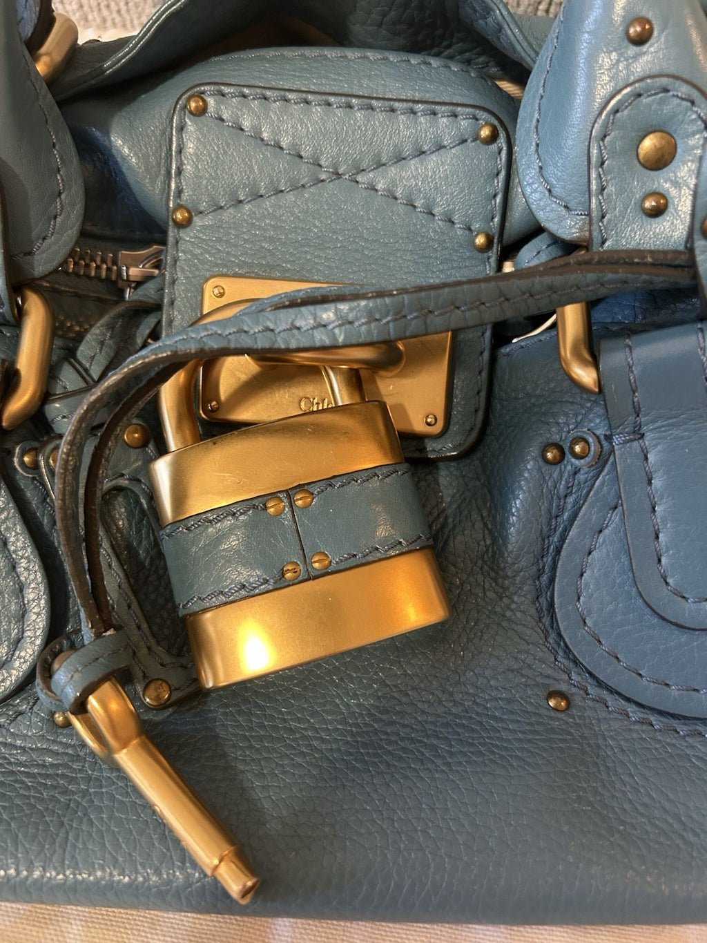 Chloe Paddington Leather Shoulder Bag Blue