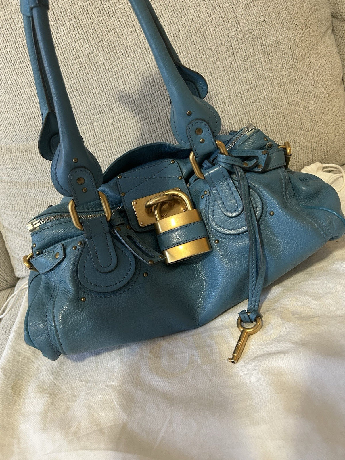 Chloe Paddington Leather Shoulder Bag Blue