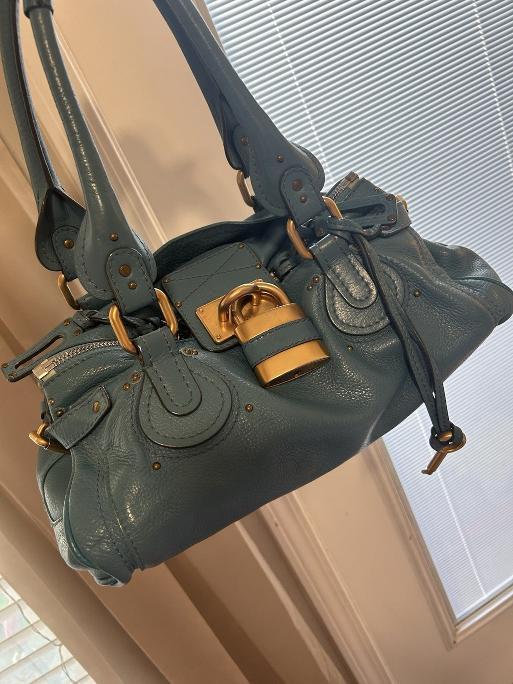 Chloe Paddington Leather Shoulder Bag Blue
