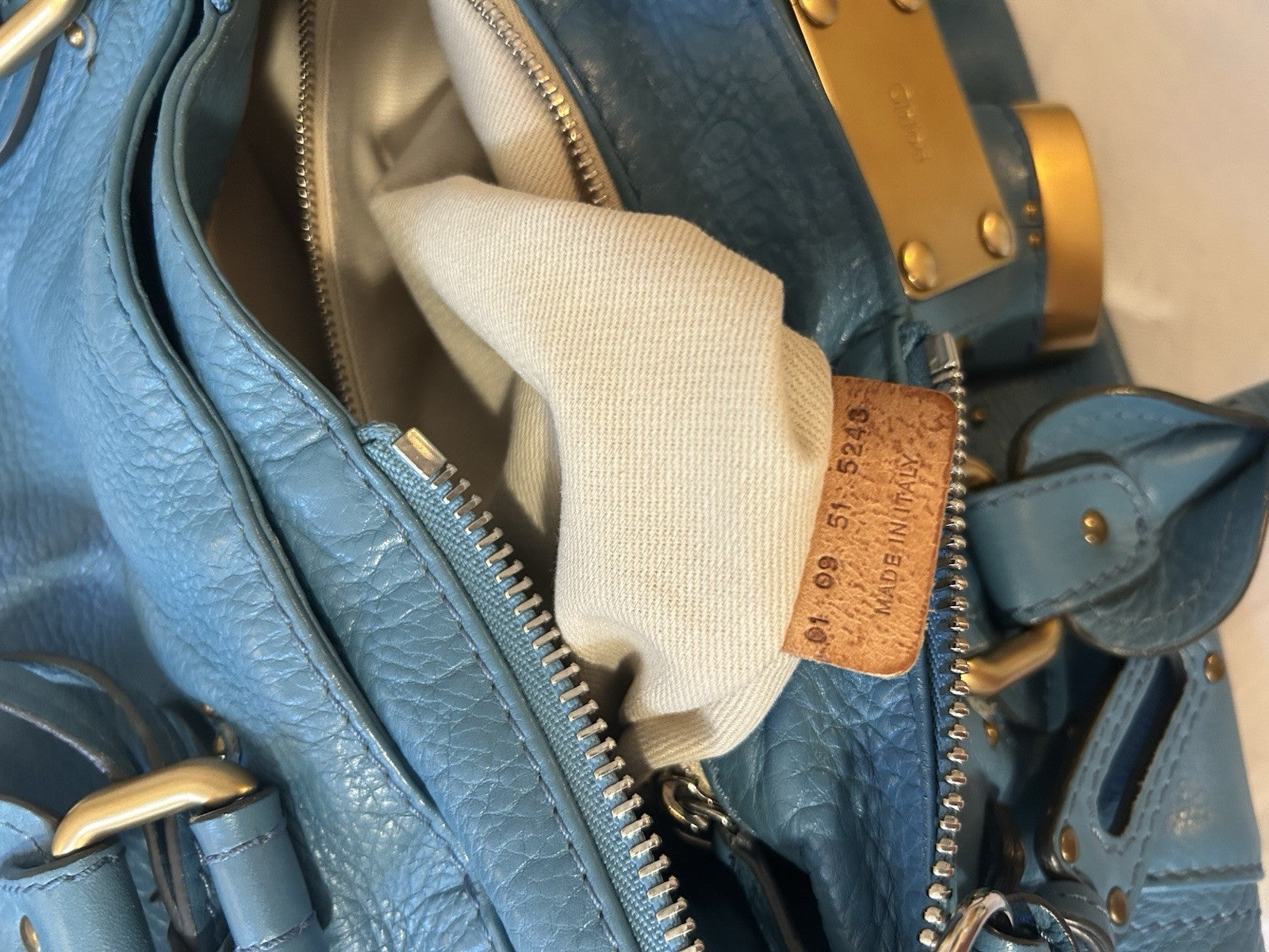 Chloe Paddington Leather Shoulder Bag Blue