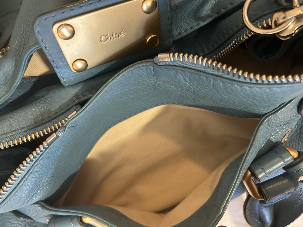 Chloe Paddington Leather Shoulder Bag Blue