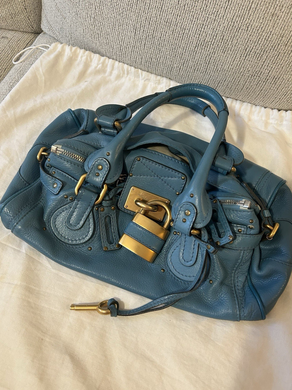 Chloe Paddington Leather Shoulder Bag Blue