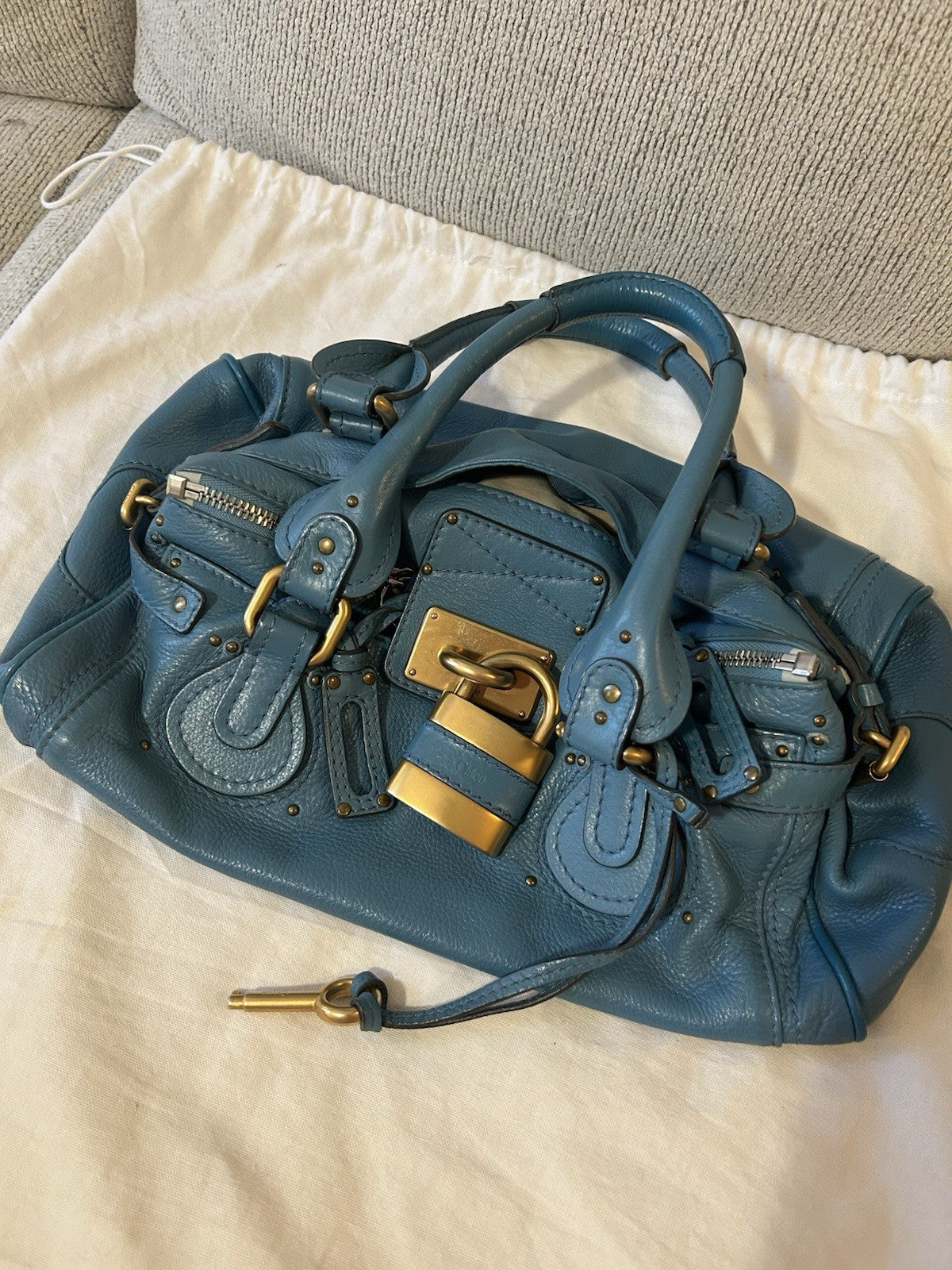 Chloe Paddington Leather Shoulder Bag Blue