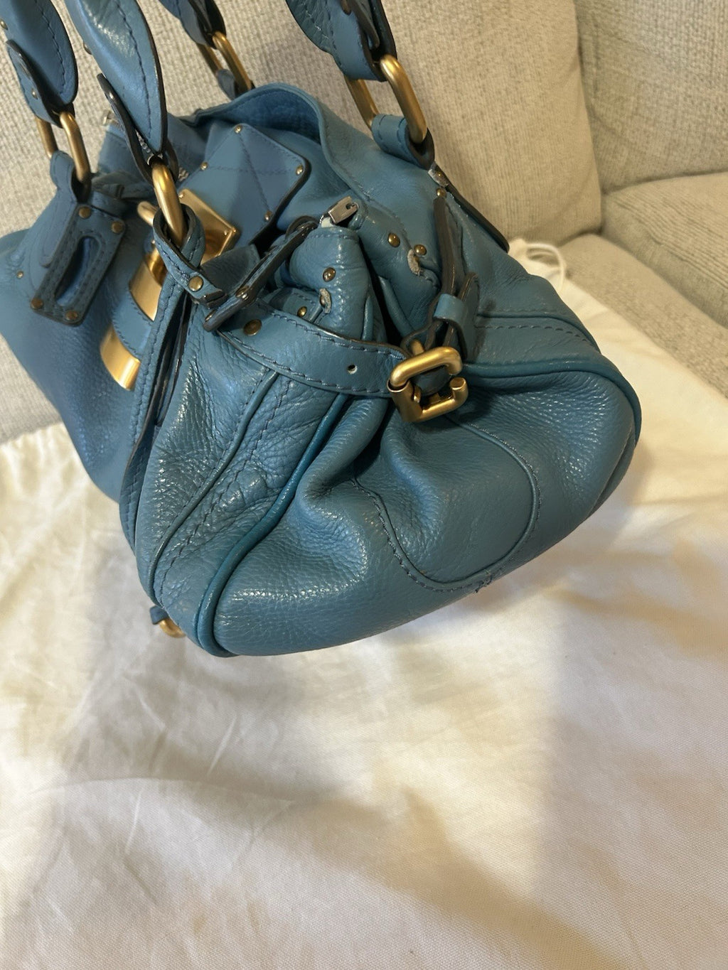 Chloe Paddington Leather Shoulder Bag Blue
