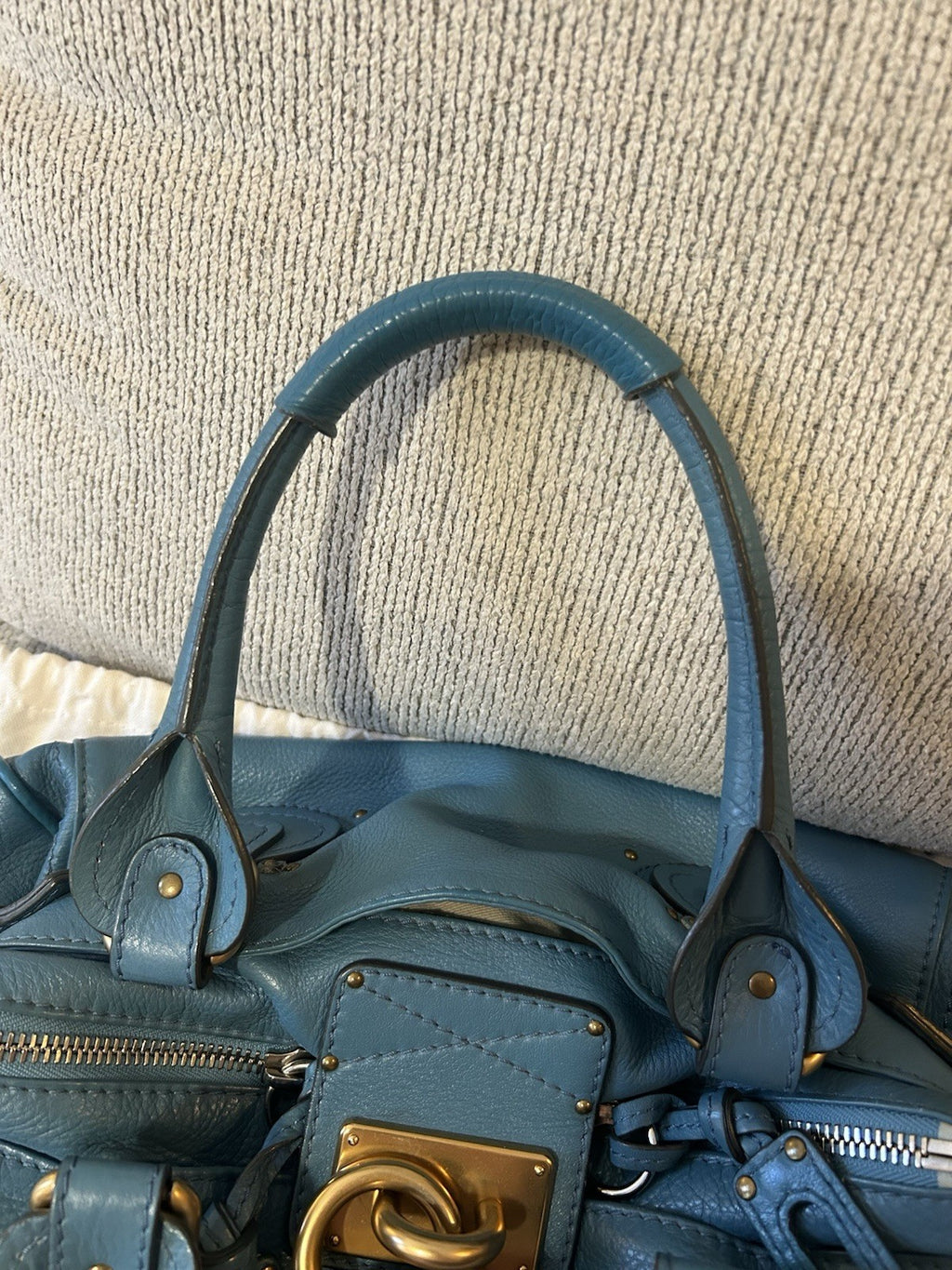 Chloe Paddington Leather Shoulder Bag Blue